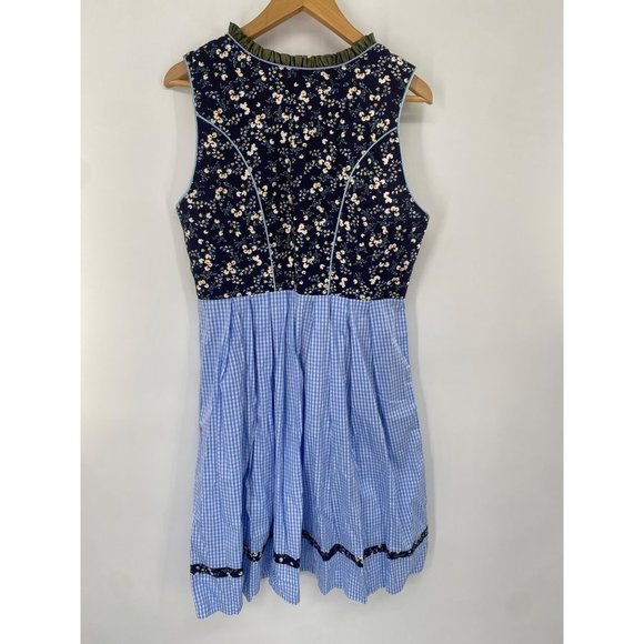 Glory Star Women's Dress LARGE Floral Plaid Check Sleeveless Zip Fit Flare NWT - Picture 6 of 7